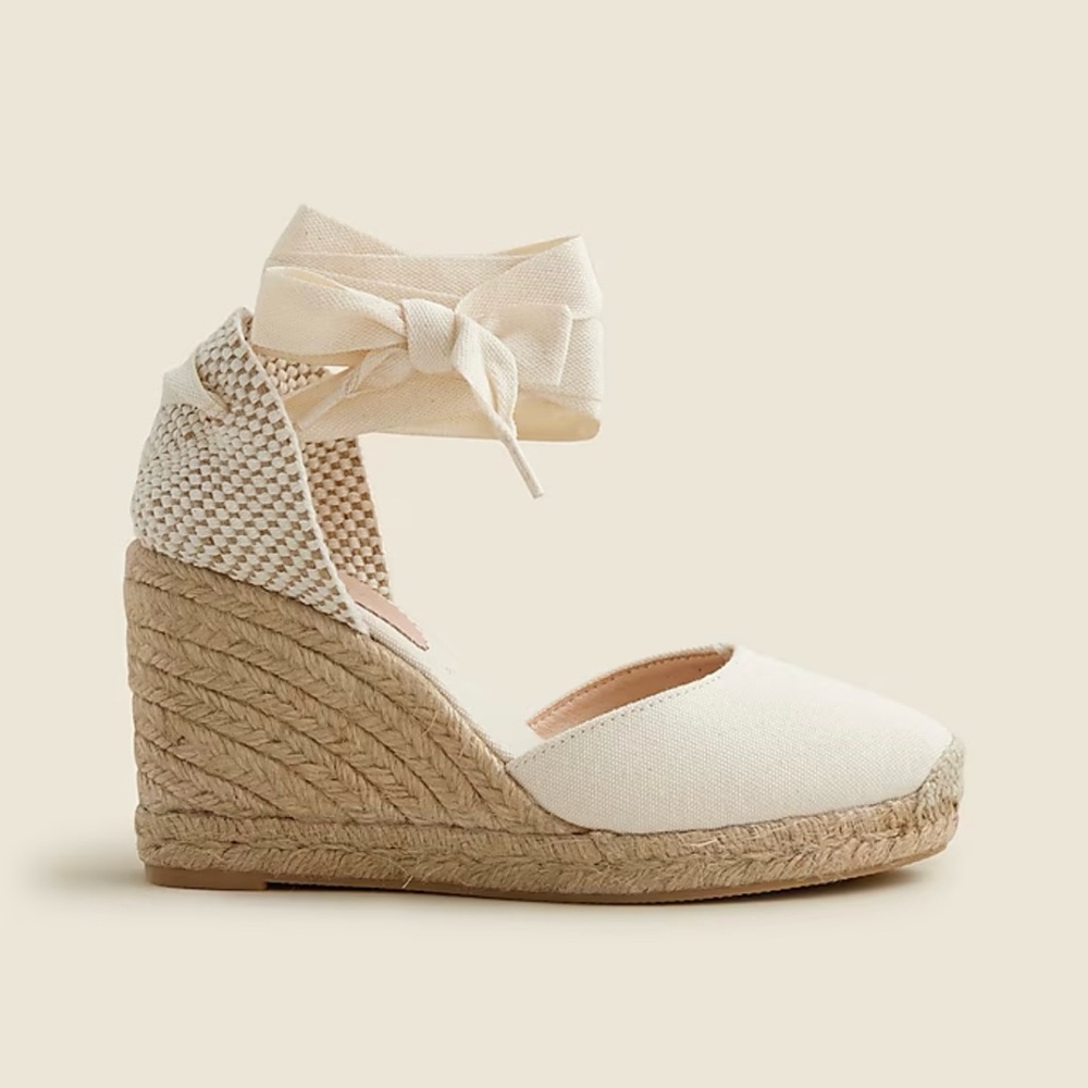 J. Crew Black and Tan Espadrille Wedges